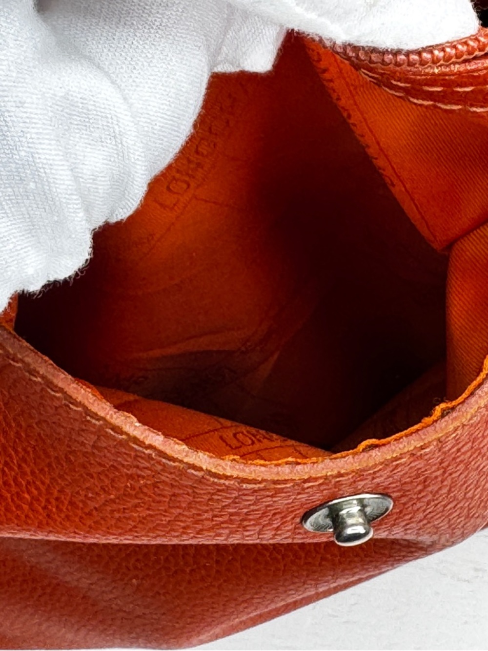 Longchamp Le Pliage Cuir Small Orange Leather Tote Bag Top Handle Authentic - Picture 10 of 16